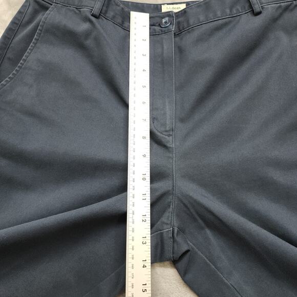 LL Bean Pants Womens 16 Blue Classic Fit Cotton High Rise Straight Leg Trousers - Picture 9 of 12